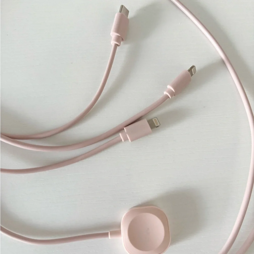 Multi charging cable apple watch USB C USB A Lightning Combo Adapter pink 6 ft